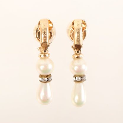 DIOR Rhinestone Pearl Swing Earrings