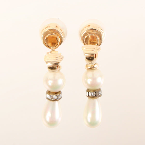 DIOR Rhinestone Pearl Swing Earrings