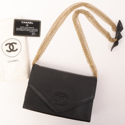 Chanel  Made Cc Mark Stitch Ribbon Chain Shoulder Bag Black