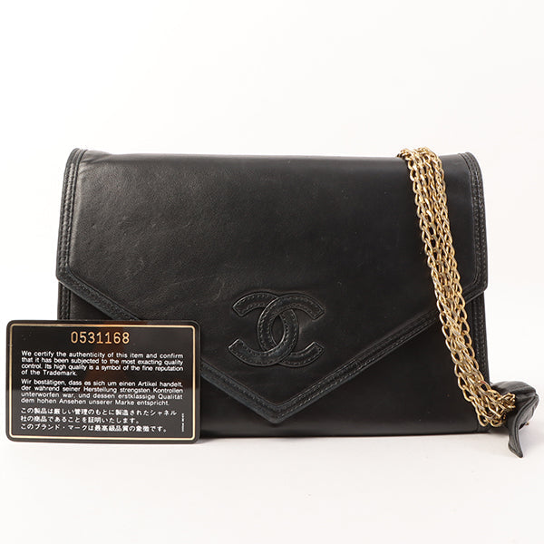 Chanel  Made Cc Mark Stitch Ribbon Chain Shoulder Bag Black