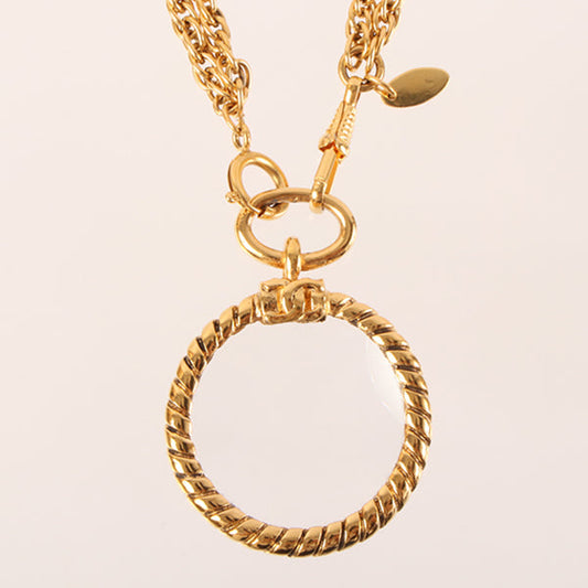 CHANEL Loupe Mini Cc Mark Double Chain Necklace