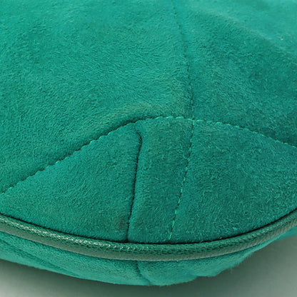 Chanel Around 1990 Suede Fringe Cc Mark Stitch Pouch Emerald Green