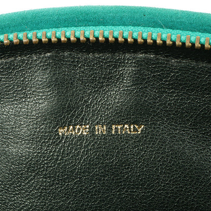 Chanel Around 1990 Suede Fringe Cc Mark Stitch Pouch Emerald Green