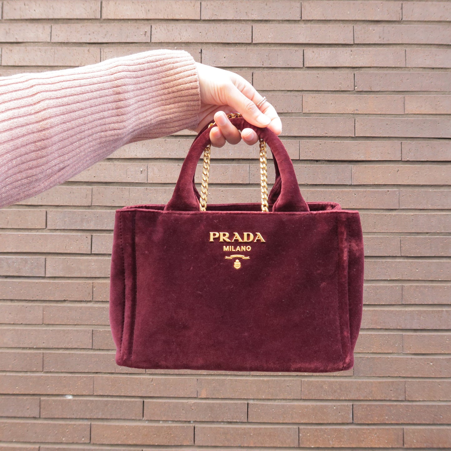 Prada Velour Canapa Mini 2Way Hand Bag Shoulder Bag 1BA038