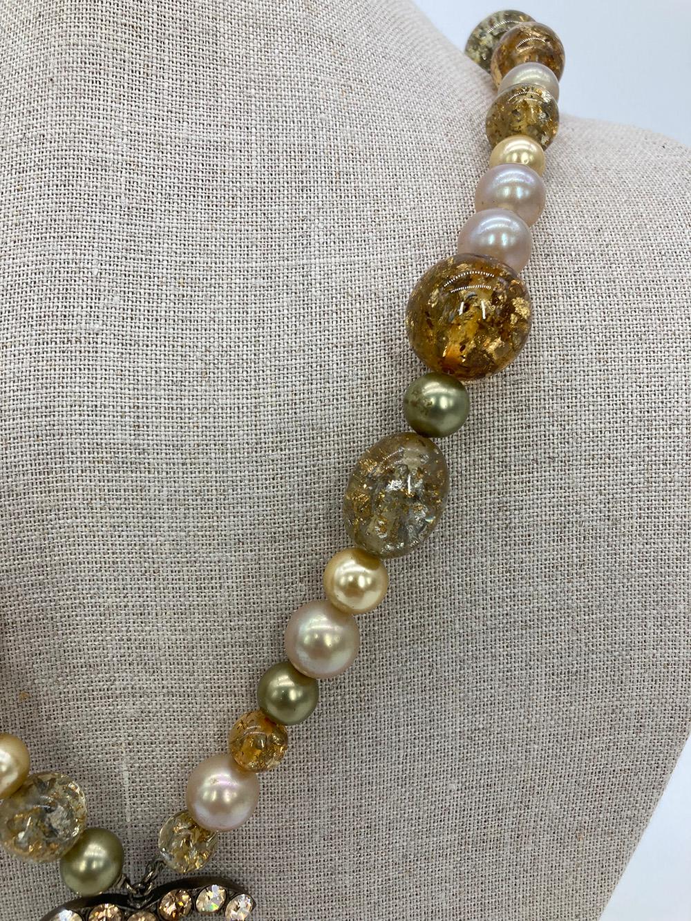 CHANEL Vintage Rhinestone Beaded Pearl Necklace