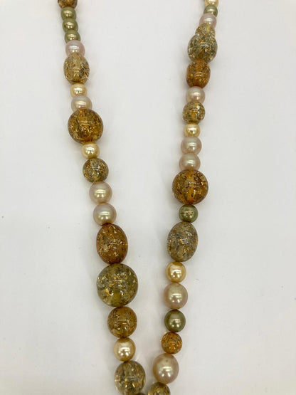 CHANEL Vintage Rhinestone Beaded Pearl Necklace