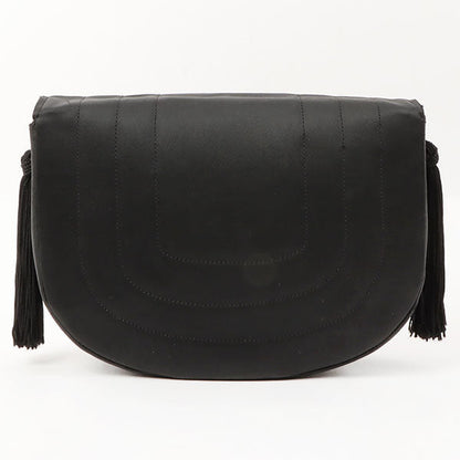 Chanel Silk Satin Round Flap Turn-Lock Fringe Chain Bag Black