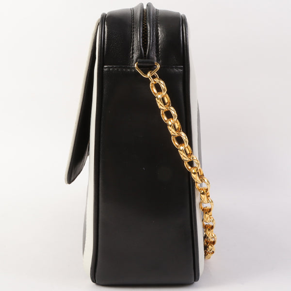 Chanel Around 1992 Made Bicolor Cc Mark Stitch Fringe Bijoux Chain Bag Black/White