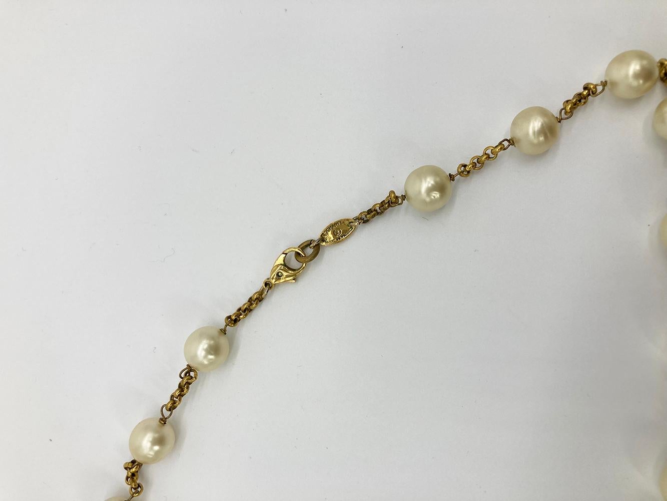 CHANEL Vintage Pearl Y Lariat Necklace