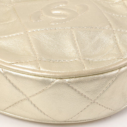 CHANEL Around 1990 Made Round Cc Mark Stitch Fringe Shouder Bag Gold