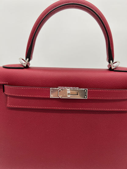 Hermes Kelly II 28 Sellier Verso Veau Epsom AJ Rouge Grenat Rose Pourpre