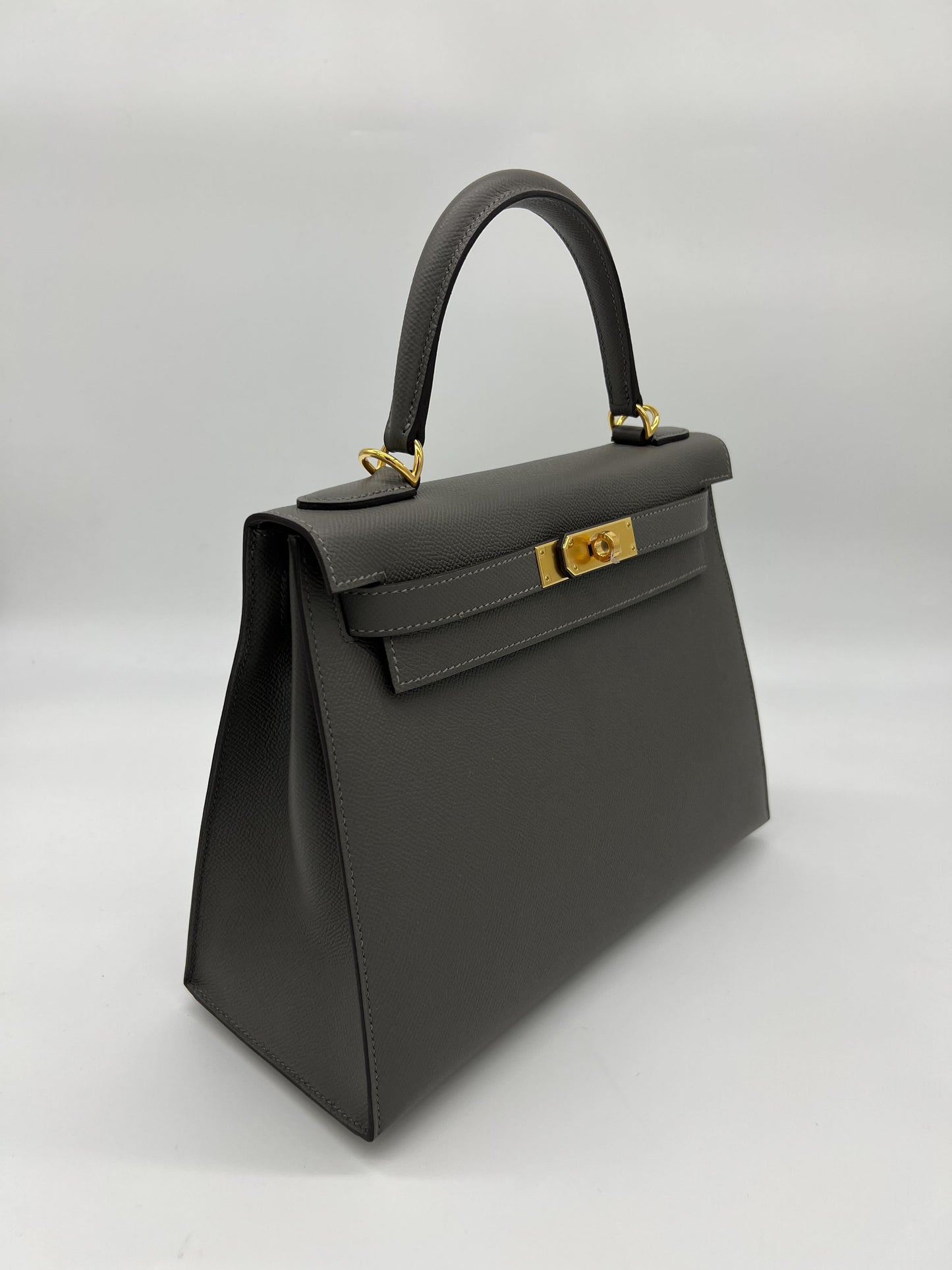 Hermes Kelly II Sellier 28 Gris Meyer Epsom Leather