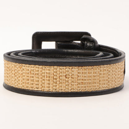 CHANEL Straw Leather Combinaiton Belt Black