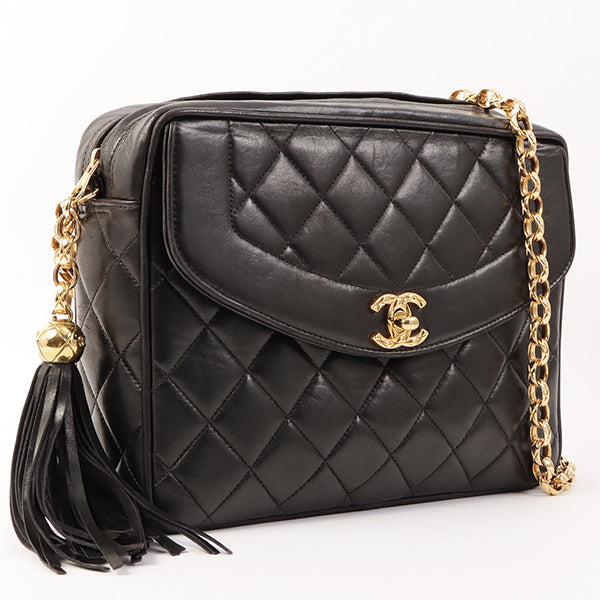 Chanel Turn-Lock Fringe Bijou Chain Bag Black