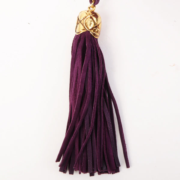 Chanel Around 1990 Made Suede Big Cc Mark Stitch Fringe Chain Bag Purple