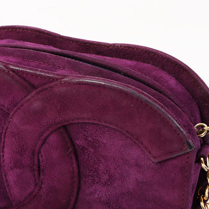 Chanel Around 1990 Made Suede Big Cc Mark Stitch Fringe Chain Bag Purple