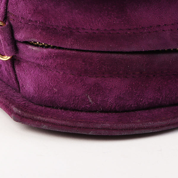 Chanel Around 1990 Made Suede Big Cc Mark Stitch Fringe Chain Bag Purple