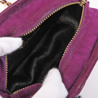 Chanel Around 1990 Made Suede Big Cc Mark Stitch Fringe Chain Bag Purple