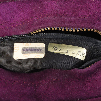 Chanel Around 1990 Made Suede Big Cc Mark Stitch Fringe Chain Bag Purple