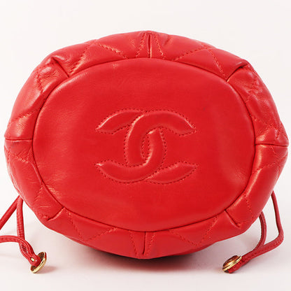 Chanel Around 1985~1990 Made Cc Mark Stitch Mini Drawstring Chain Bag Red