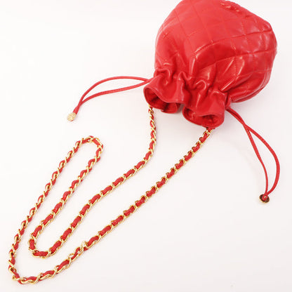 Chanel Around 1985~1990 Made Cc Mark Stitch Mini Drawstring Chain Bag Red