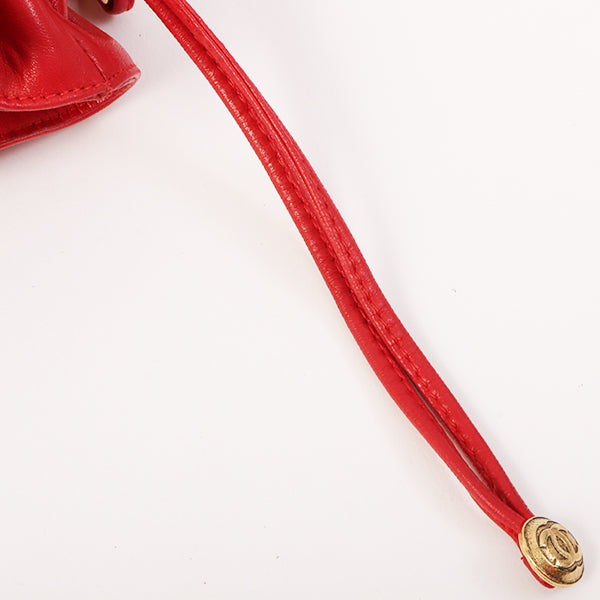 Chanel Around 1985~1990 Made Cc Mark Stitch Mini Drawstring Chain Bag Red