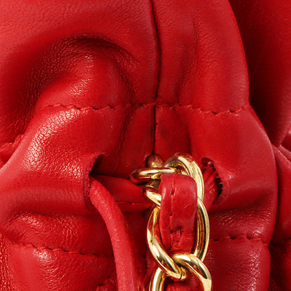 Chanel Around 1985~1990 Made Cc Mark Stitch Mini Drawstring Chain Bag Red