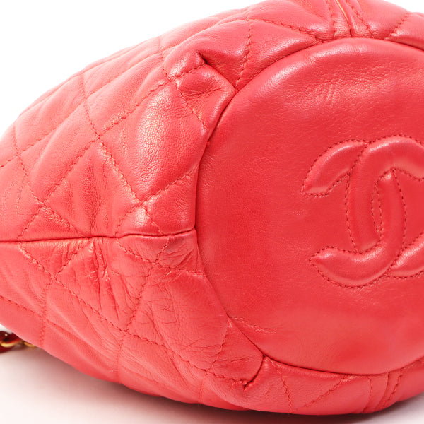 Chanel Around 1985~1990 Made Cc Mark Stitch Mini Drawstring Chain Bag Red