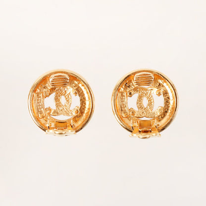 CHANEL Round Cutout Cc Mark Earrings