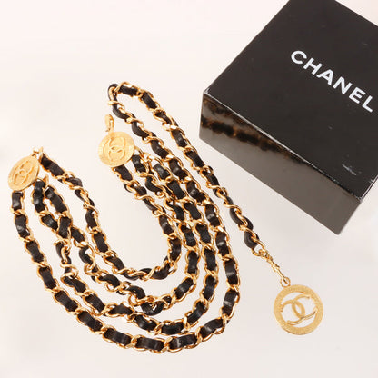 CHANEL Round Cc Mark Charm Chain Belt Black