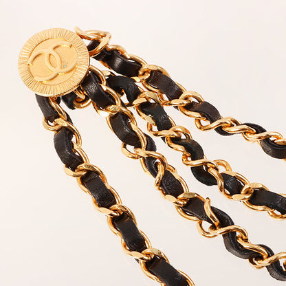 CHANEL Round Cc Mark Charm Chain Belt Black