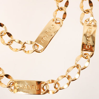 CHANEL Logo Plate Cc Mark Coin Charm Chain Belt