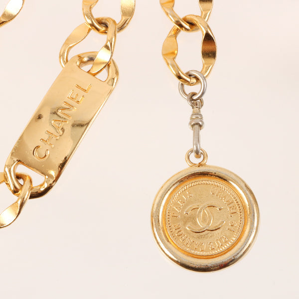 CHANEL Logo Plate Cc Mark Coin Charm Chain Belt