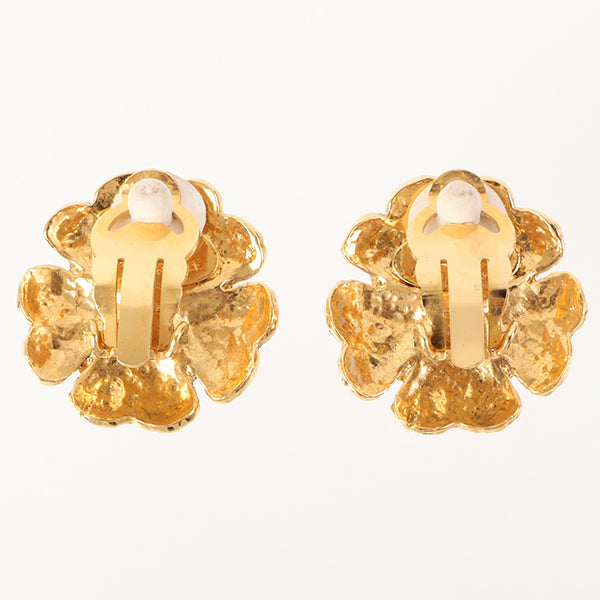 Chanel 1988 Made Camellia Motif Pearl Earrings