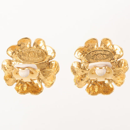 Chanel 1988 Made Camellia Motif Pearl Earrings