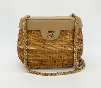 RARE Chanel Vintage Wicker Basket Bag