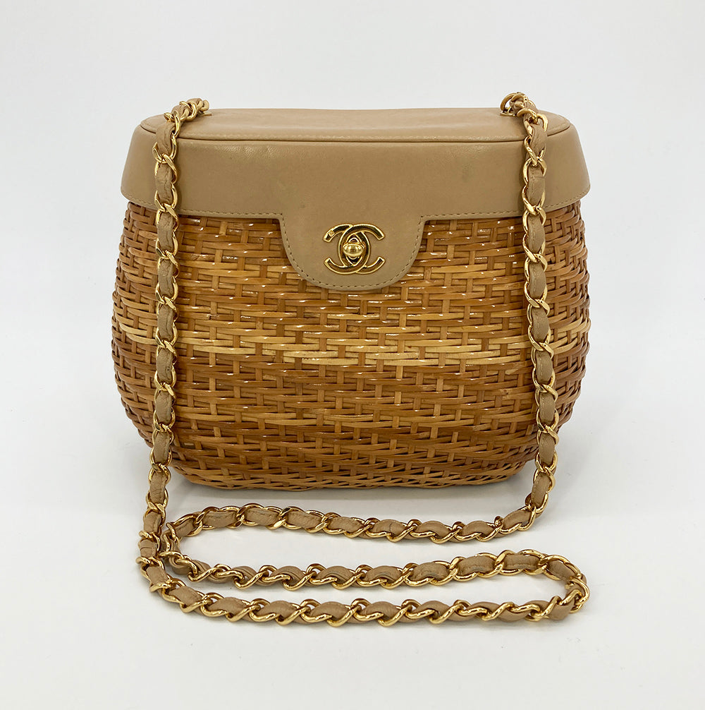 RARE Chanel Vintage Wicker Basket Bag