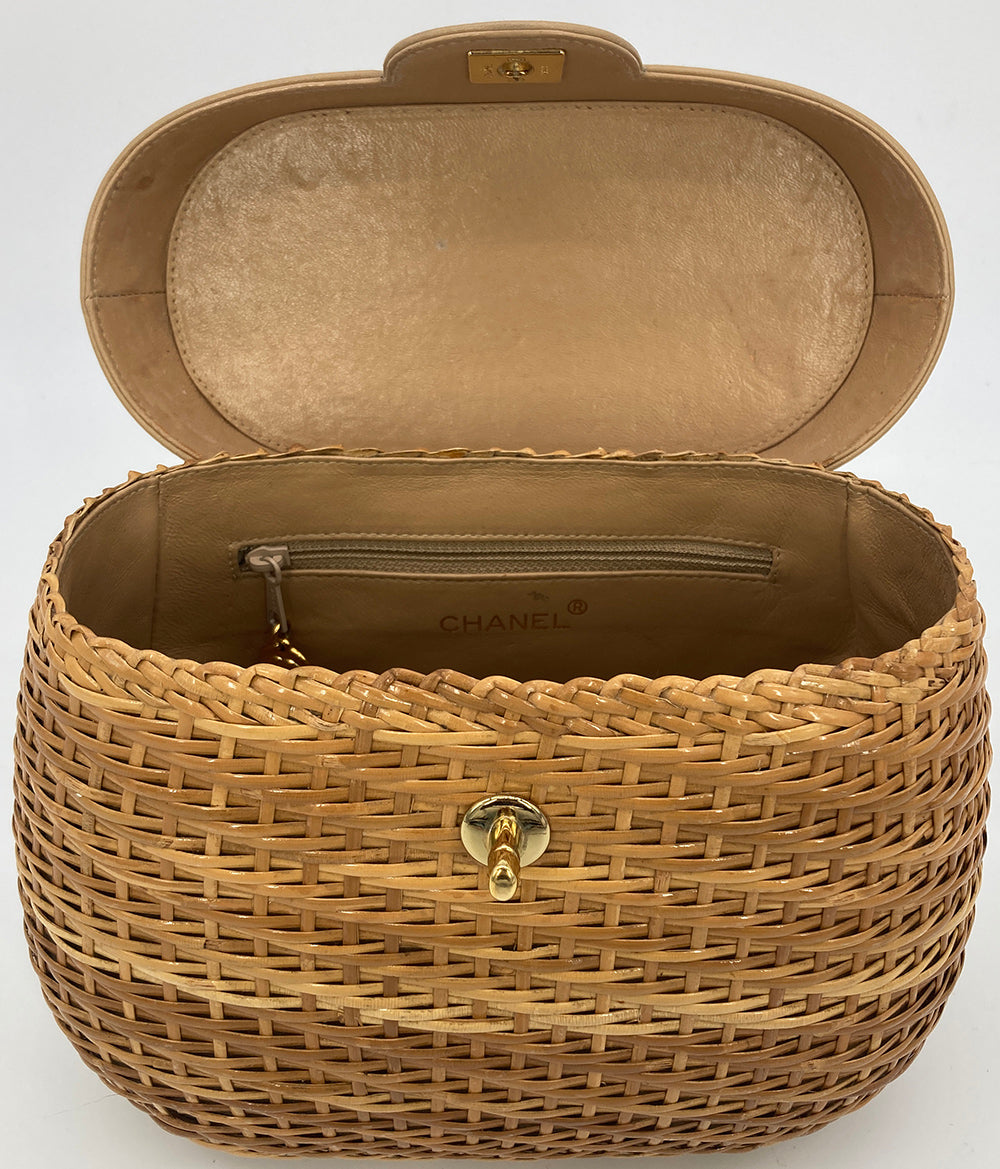 RARE Chanel Vintage Wicker Basket Bag