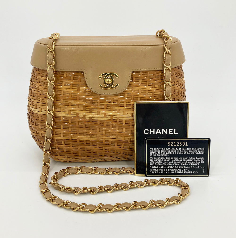 RARE Chanel Vintage Wicker Basket Bag