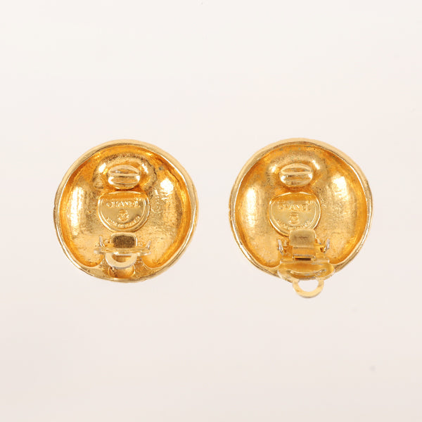 CHANEL Round Logo Design Earrings