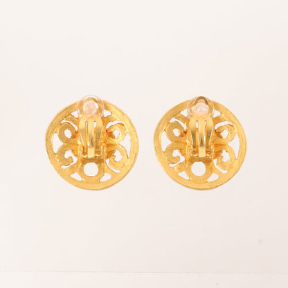 CHANEL 1995 Made Round Cutout Cc Mark Earrings