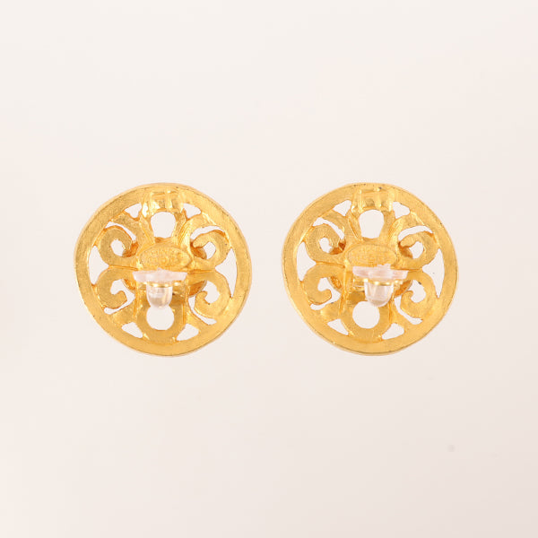 CHANEL 1995 Made Round Cutout Cc Mark Earrings