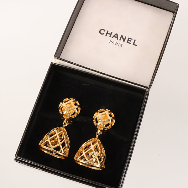 CHANEL Bird Cage Cc Mark Swing Earrings