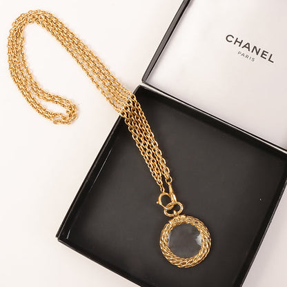 CHANEL Loupe Mini Cc Mark Double Chain Necklace