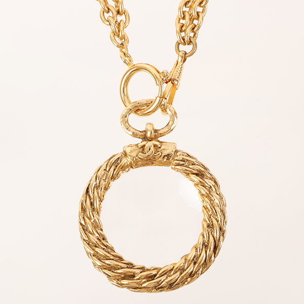 CHANEL Loupe Mini Cc Mark Double Chain Necklace