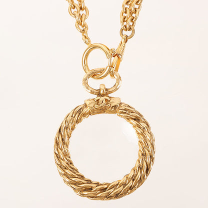 CHANEL Loupe Mini Cc Mark Double Chain Necklace