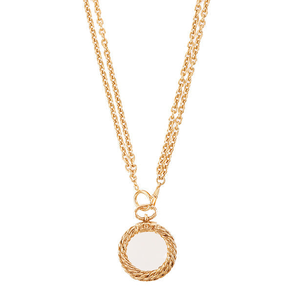 CHANEL Loupe Mini Cc Mark Double Chain Necklace