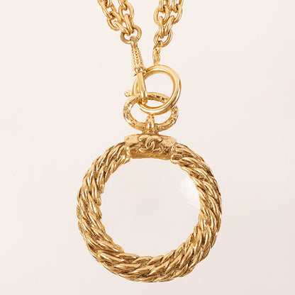 CHANEL Loupe Mini Cc Mark Double Chain Necklace