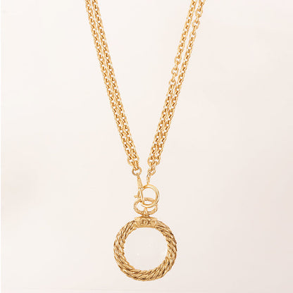 CHANEL Loupe Mini Cc Mark Double Chain Necklace