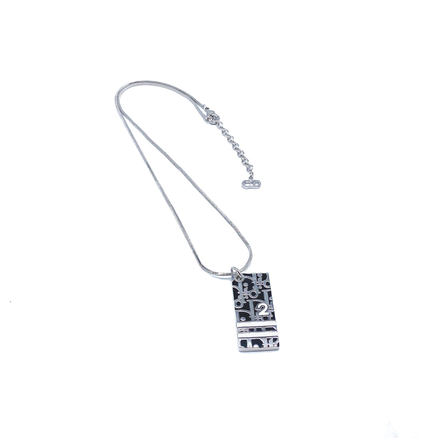 DIOR Silver Plated Necklace Vintage Y2K Trotter Pendant